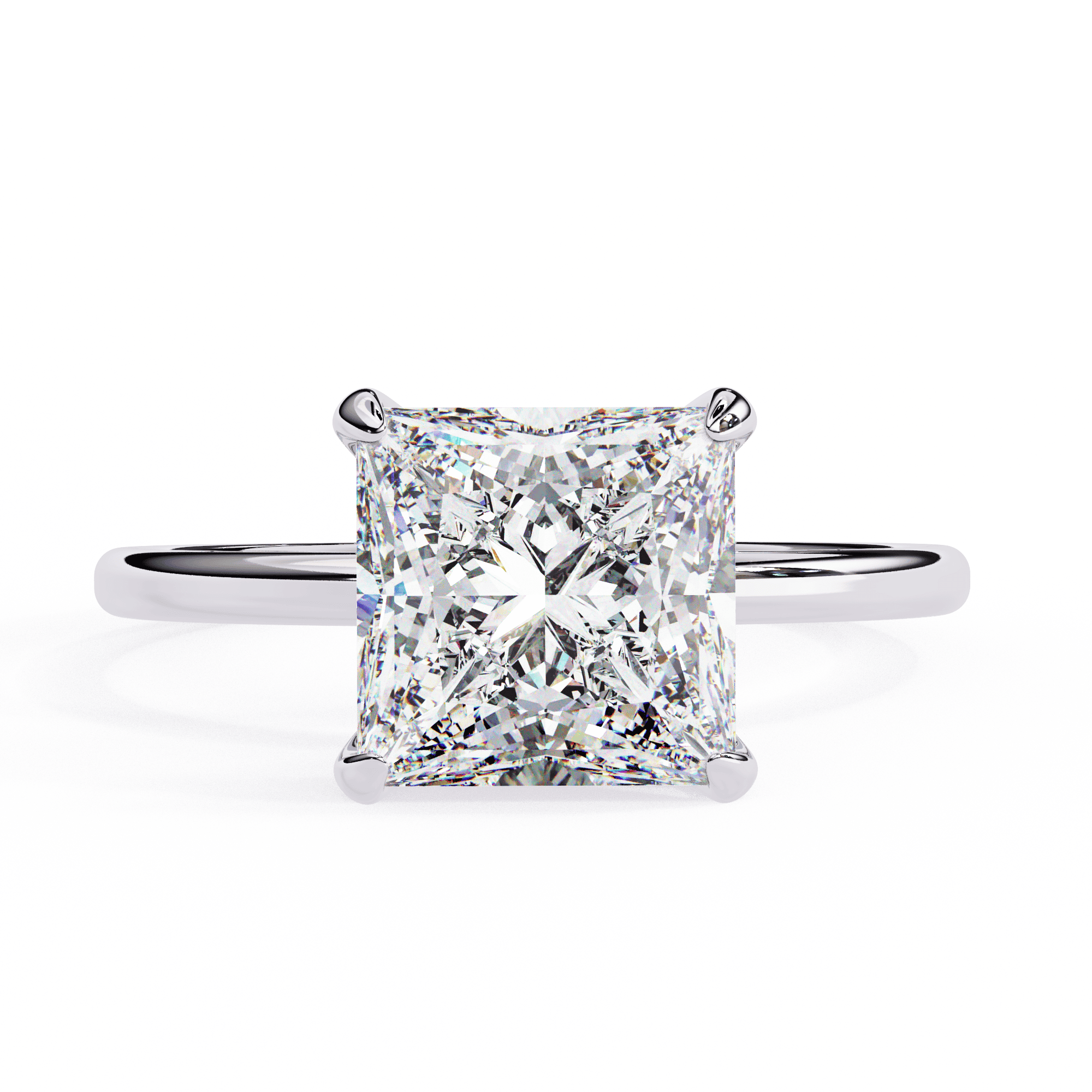 Princess-Cut Diamond Solitaire Engagement Ring with Classic Prong Setting
